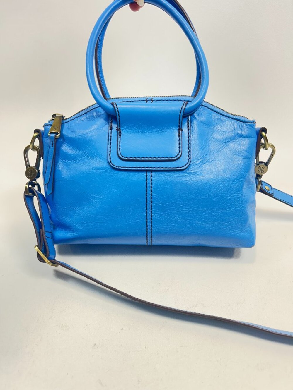 HOBO International Mini Sheila Top Zip Crossbody Leather Tranquil Blue